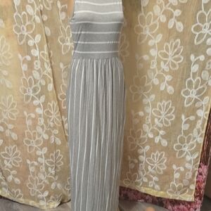 Chic Gray Striped Maxi Dress